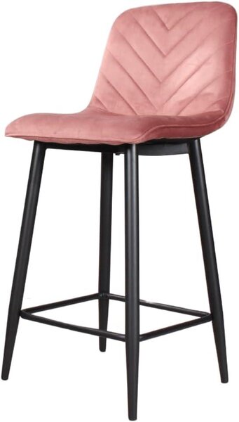 Barová stolička Velvet, výška 65 cm, růžová, vhodná do kuchyně