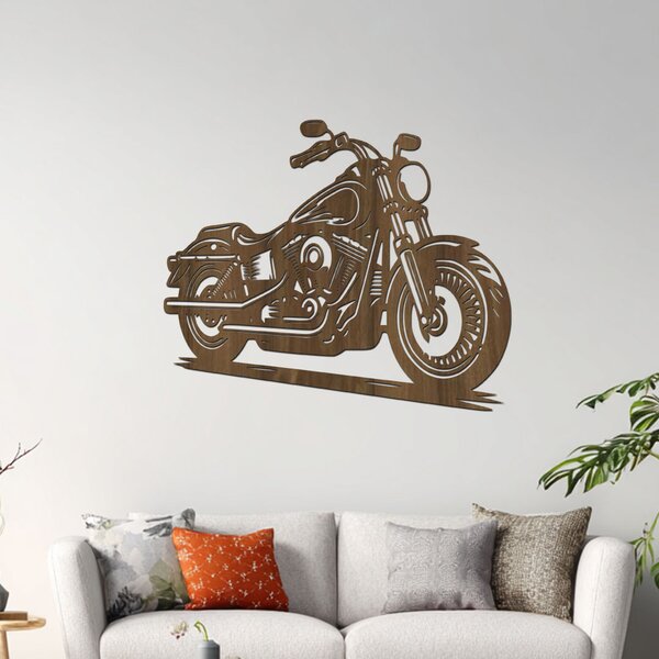 Dřevěný obraz motorky Harley Davidson | Rozměry (cm): 60x50 | Zvolte barvu dekoru: Třešeň