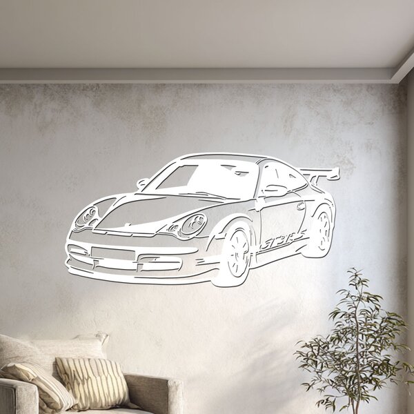 Dřevěný obraz Porsche 911 GT3 RS | Rozměry (cm): 60x29 | Zvolte barvu dekoru: Bílá