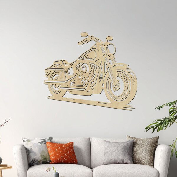 Dřevěný obraz motorky Harley Davidson | Rozměry (cm): 60x50 | Zvolte barvu dekoru: Třešeň