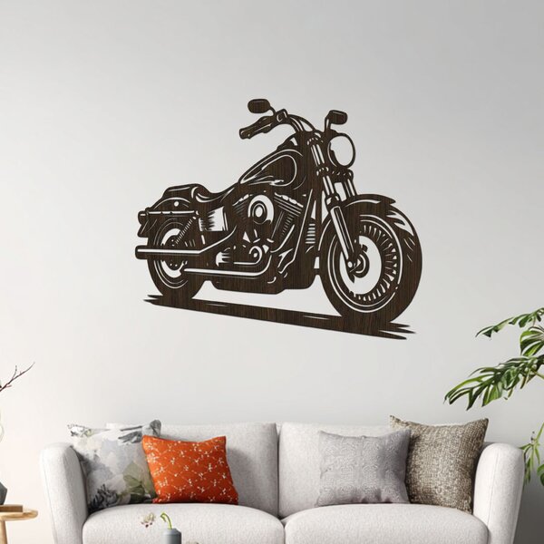 Dřevěný obraz motorky Harley Davidson | Rozměry (cm): 60x50 | Zvolte barvu dekoru: Třešeň