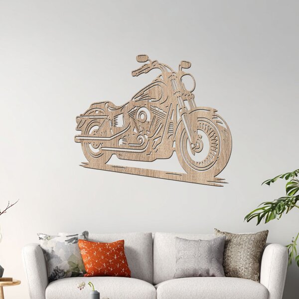 Dřevěný obraz motorky Harley Davidson | Rozměry (cm): 60x50 | Zvolte barvu dekoru: Třešeň