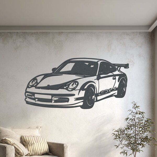 Dřevěný obraz Porsche 911 GT3 RS | Rozměry (cm): 60x29 | Zvolte barvu dekoru: Bílá
