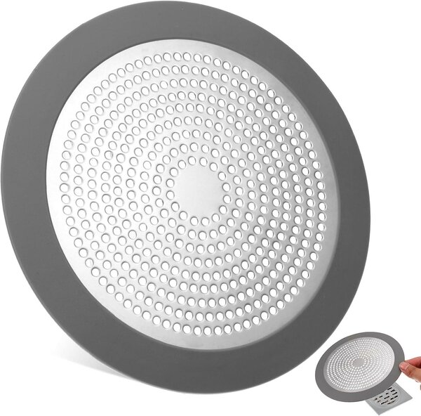 Sítka do sprchy a vany, filtry na odtok, průměr 14,5 cm, z nerezové oceli, s silikonovým kroužkem
