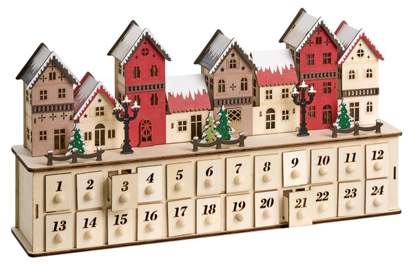 Vánoční dekorace LED VISTERFLO 24 cm Adventní kalendář Světle hnědá