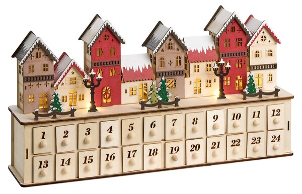Vánoční dekorace LED VISTERFLO 24 cm Adventní kalendář Světle hnědá