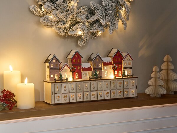Vánoční dekorace LED VISTERFLO 24 cm Adventní kalendář Světle hnědá