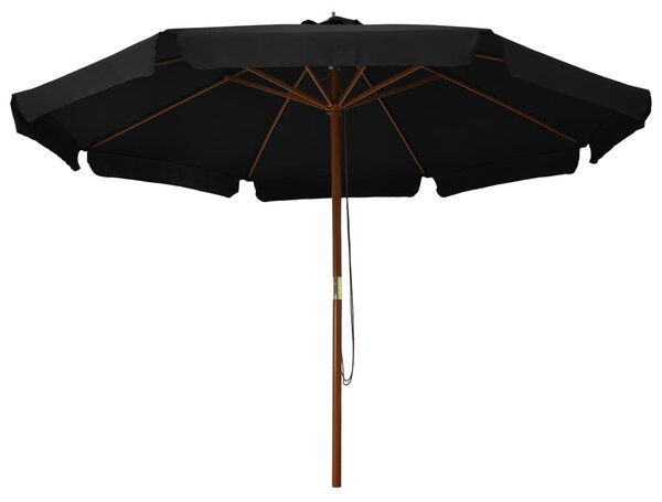 Zahradní slunečník s dřevěnou tyčí 330 cm černý