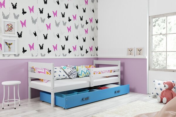 BMS Group Dětská postel s úložným prostorem ERYK bílá Velikost postele: 200x90 cm, Barva šuplíku: Modrá