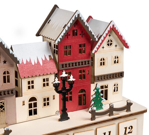 Vánoční dekorace LED VISTERFLO 24 cm Adventní kalendář Světle hnědá