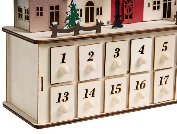 Vánoční dekorace LED VISTERFLO 24 cm Adventní kalendář Světle hnědá