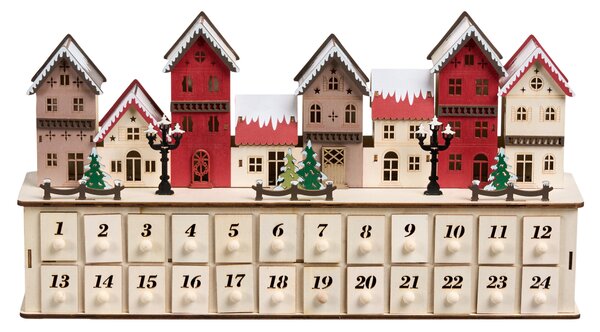 Vánoční dekorace LED VISTERFLO 24 cm Adventní kalendář Světle hnědá