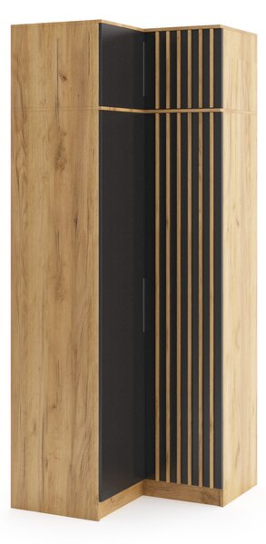 Nástavba na rohovou šatní skříň 100 cm ORYNA - dub craft zlatý / černá