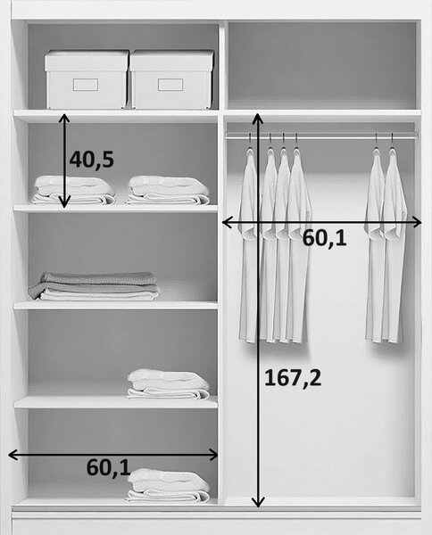 Šatní skříň s posuvnými dveřmi 125/215 JESICCA - bílá