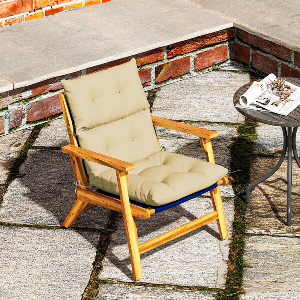 OUTSUNNY Polštář na židli s opěradlem 115 x 56 x 10 cm s vázáním béžová