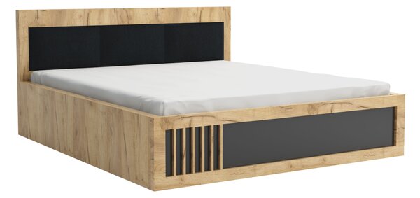 Manželská postel 180x200 ORYNA - dub craft zlatý / černá