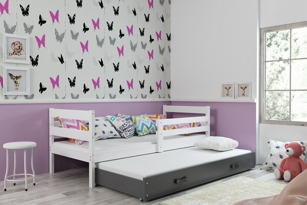 BMS Group Dětská postel s výsuvnou přistýlkou ERYK bílá Velikost postele: 200x90 cm, Barva šuplíku: Grafit