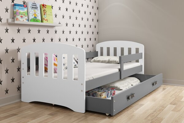 Dětská postel Classic 1 80x160 s úložným prostorem - 1 osoba – Bílá, Grafit