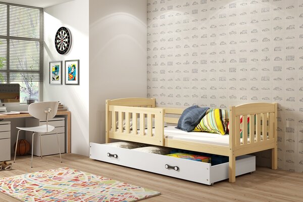Dětská postel Kubus - 1 osoba, 80x160 s úložným prostorem – Borovice, Bílá