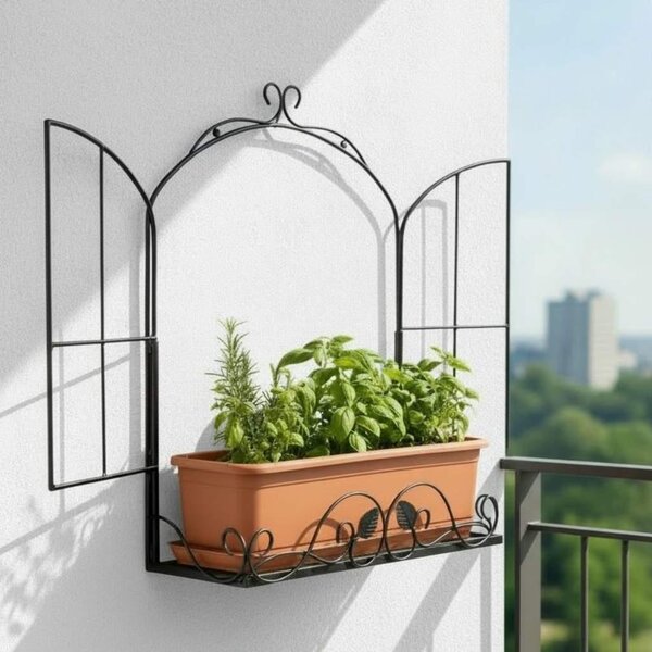 DanDiBo Bylinková police na balkon, venkovní, nástnná, odolná proti povtrnostním vlivm, erná, kovová, 50 cm, závsná, balkonová police, police na koení, police na rostliny, nástnný koík