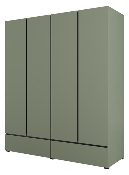 Čtyřdveřová šatní skříň 180 cm GLENROSE - zelená / černá