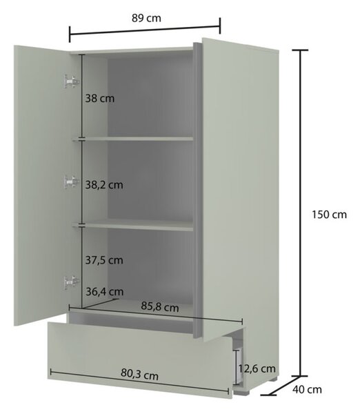 Škříňka se šuplíkem 89 cm GLENROSE - zelená / černá