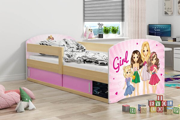 BMS Group Dětská postel Luki 1 160x80 - Borovice - Girls