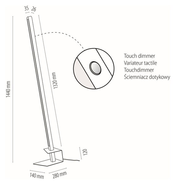 BRITOP Stojací LED lampa FORESTIER 18W, v. 144 cm, CRI 80 Barva: Hnědá