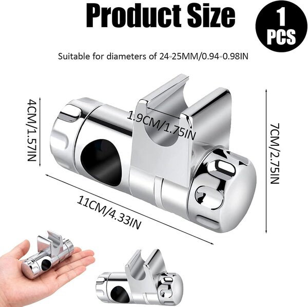 Držák na ručník, nastavitelný, chromovaný ABS, průměr trubky 22-25 mm, otočný o 360°, pro
