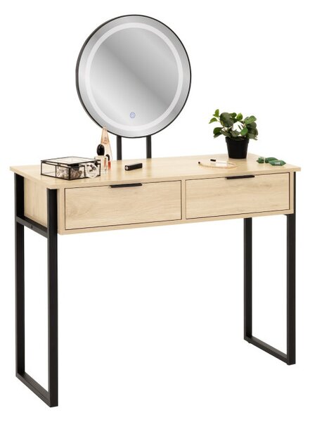 Toaletní stolek BEAUTY se zrcadlem a LED osvětlením naturální / černý