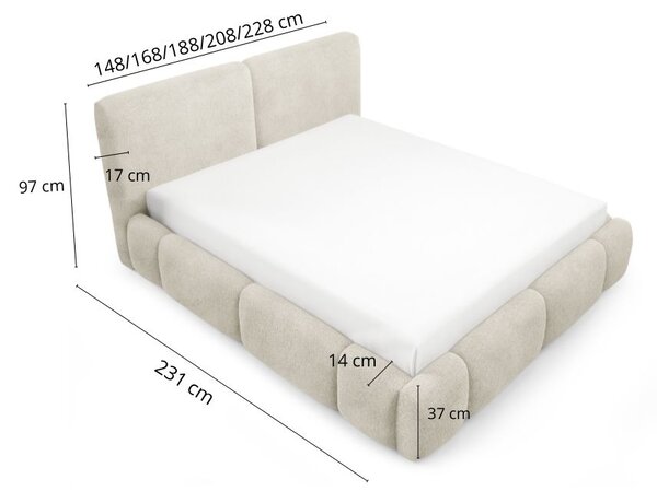 Čalouněná jednolůžková postel 120x200 ANCHA - krémová