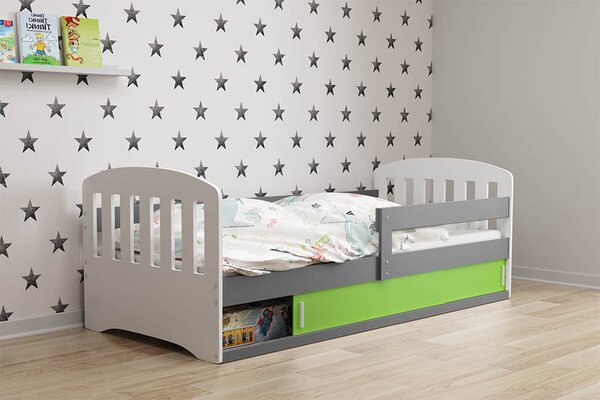 BMS Group Dětská postel s úložným prostorem (s posuvnými dvířky) CLASSIC 160x80 grafit Barva výplně dvířek: Zelená