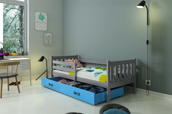 BMS Group Dětská postel Carino 1 - 190x80 - Grafit/modrá