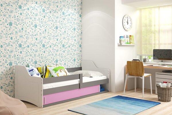 Dětská postel Nika 1 80x160 - 1 osoba - Grafit, Růžová
