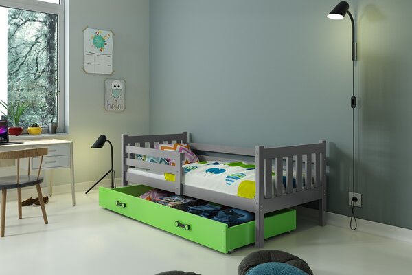 BMS Group Dětská postel s úložným prostorem CARINO 190x80 grafit Barva šuplíku: Zelená