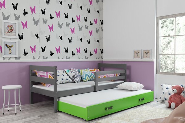 BMS Group Dětská postel s výsuvnou přistýlkou ERYK grafit Velikost postele: 190x80 cm, Barva šuplíku: Zelená