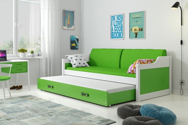 BMS Group Dětská postel David 200x90 - Bílá/zelená