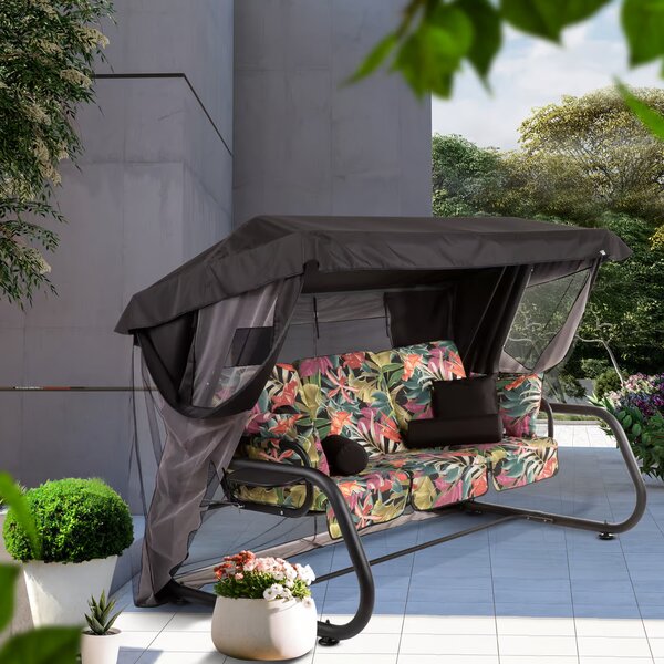 Zahradní houpačka Venezia Lux Black Edition s moskytiérou, polštářky a bočními stolky G052-23IB PATIO 448546