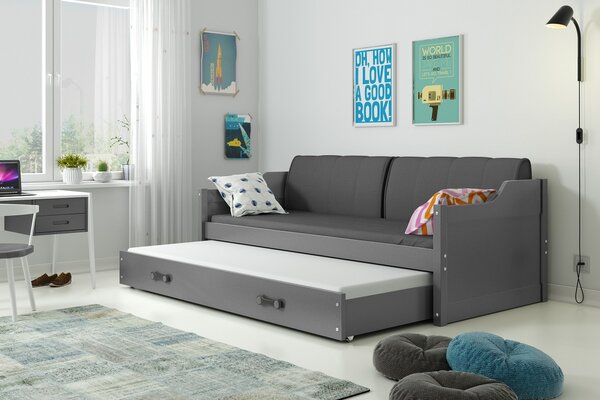 BMS Group Dětská postel s výsuvnou přistýlkou DAVID grafit Velikost postele: 200x90 cm, Barva výplní: Grafit