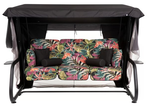 Zahradní houpačka Venezia Lux Black Edition s moskytiérou, polštářky a bočními stolky G052-23IB PATIO 448546