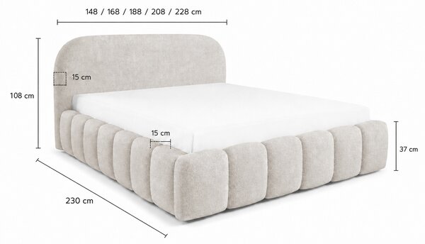 Designová jednolůžková postel 120x200 BERLA - ecru