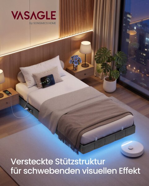 Čalouněná postel s LED podsvícením 90 cm RMB162G101