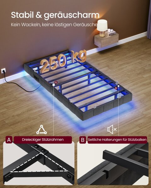 Čalouněná postel s LED podsvícením 90 cm RMB162G101