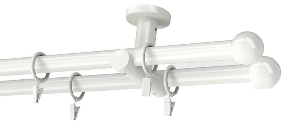 Kovovégarnýže.cz Stropní garnýž Ballo modern 19 mm bílá lesklá Varianta jednořadá nebo dvouřadá: Jednořadá, Délka: 120 cm, Uchycení látky: Kroužky s žabkou