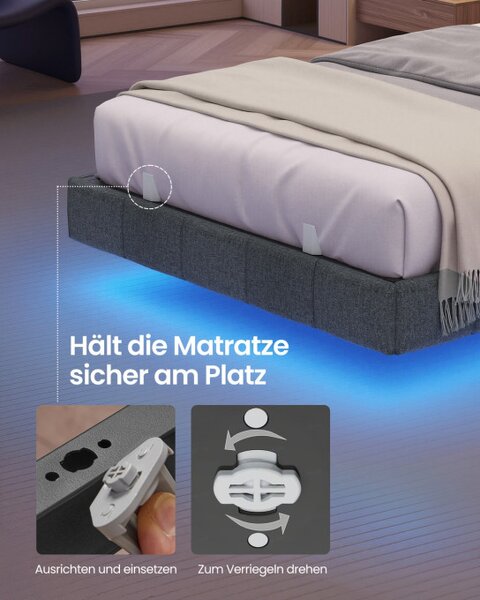Čalouněná postel s LED podsvícením 90 cm RMB162G101