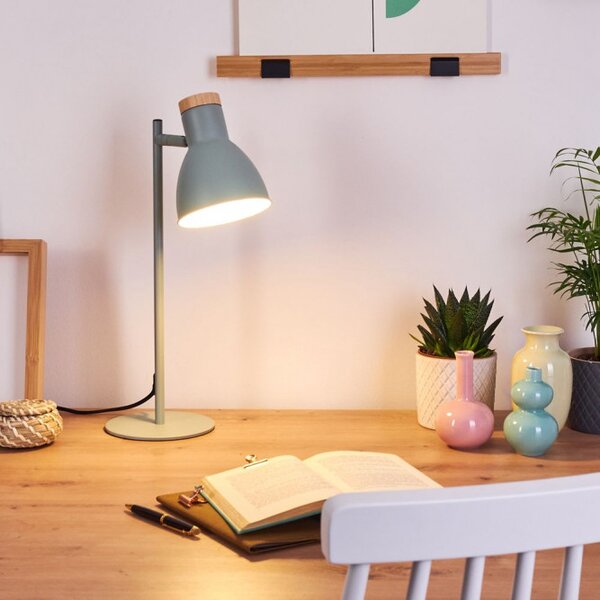 Brilliant 92713/04 Stolní lampa VENEA zelená + dřevo