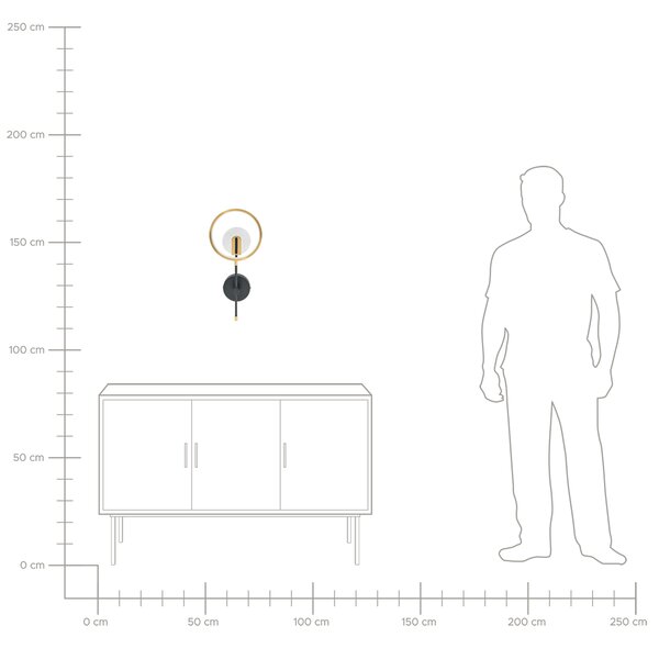 LED nástěnná lampa SAMBRE Zlatá Černá Kov