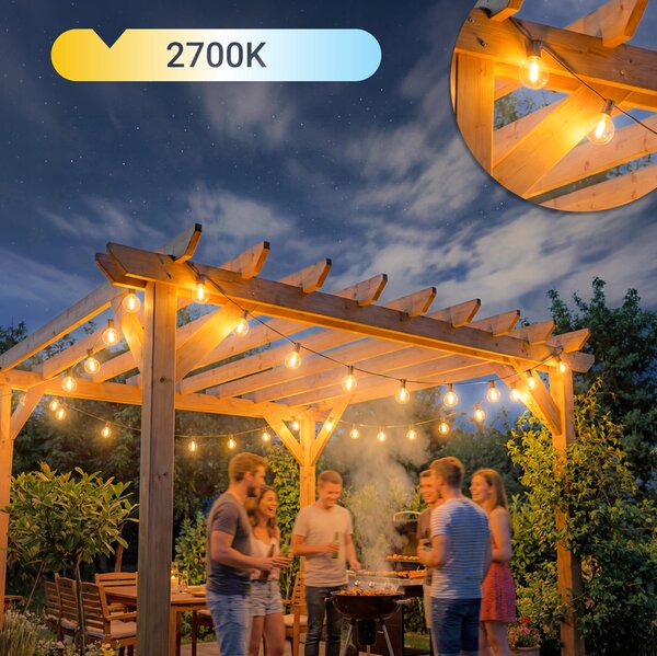Smart LED Zahradní světelná girlanda 10m 15xLED žárovka E12 220V