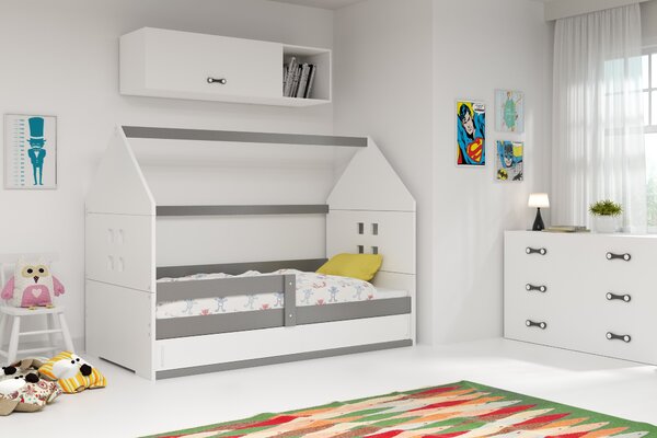 BMS Group Dětská postel Domi 1 - 160x80 Grafit/bílá (postel ve tvaru domečku)