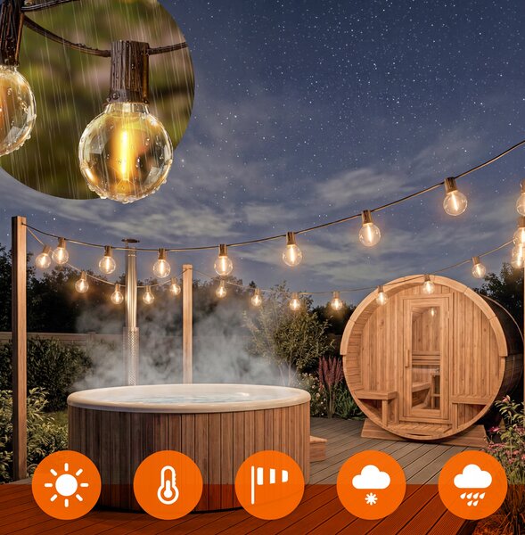Smart LED Zahradní světelná girlanda 10m 15xLED žárovka E12 220V